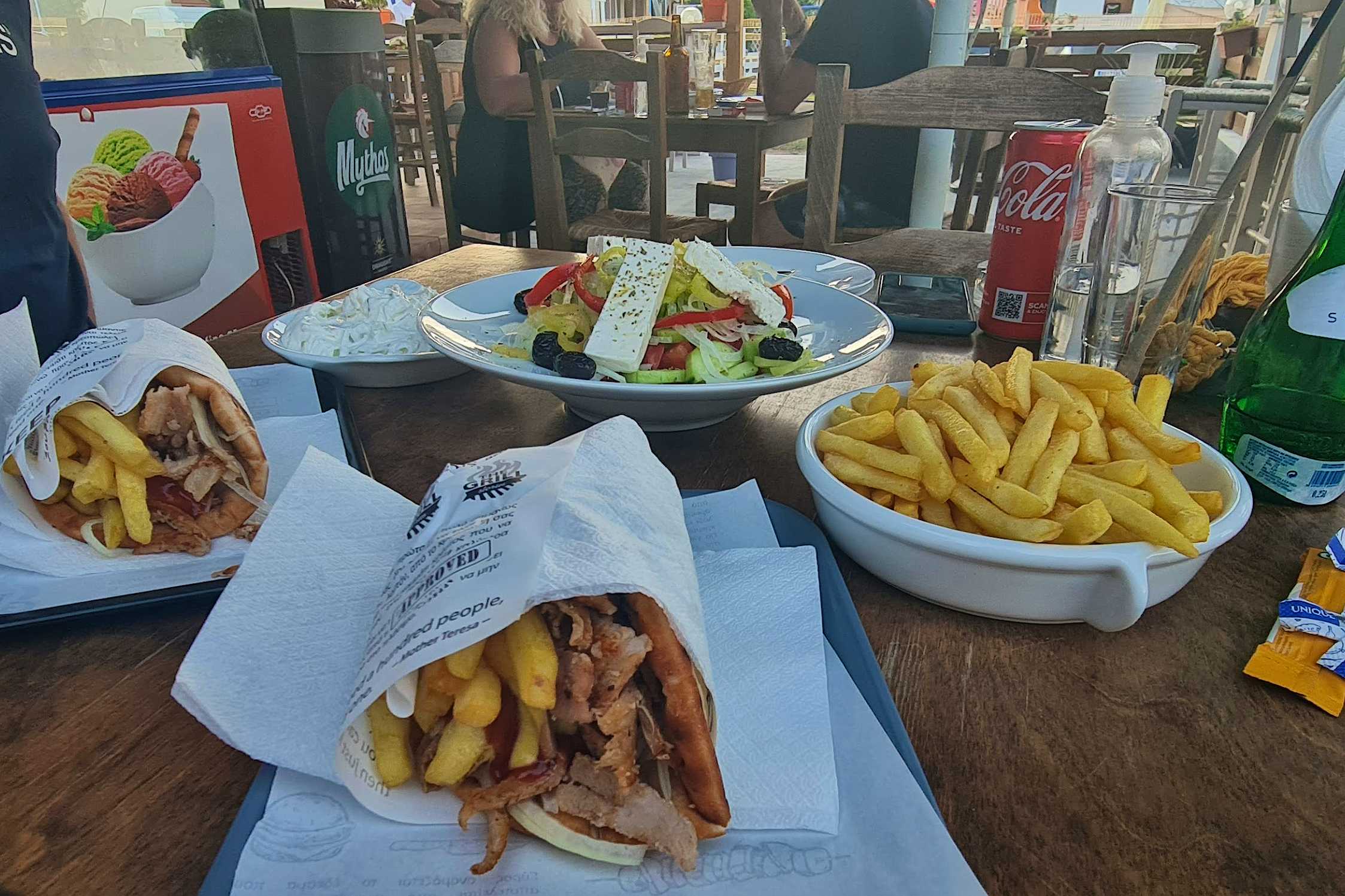 Photo Caption: Gyros Pork & Chicken Gyros, Greek street food, fea