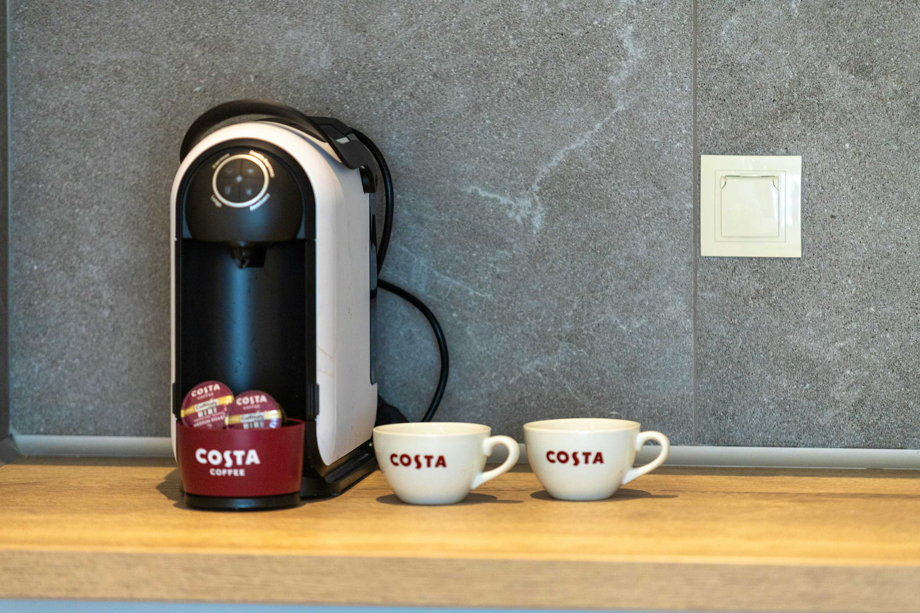 Photo Caption: Quality Coffee Complimentary Espresso Every suite 